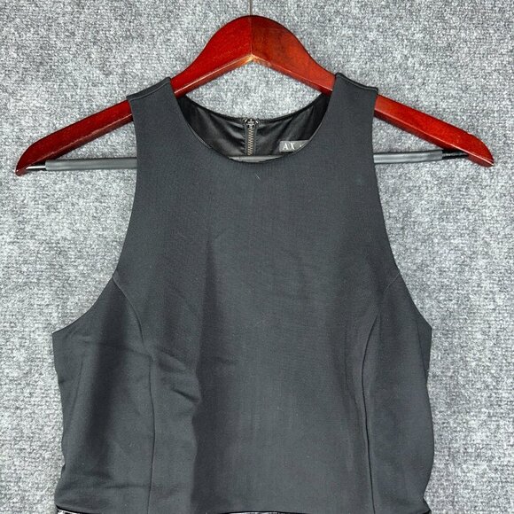 A/X Armani Exchange Dress Womens 2 Black Sleeveless Lined Back Zip Vent Shift - Picture 3 of 9